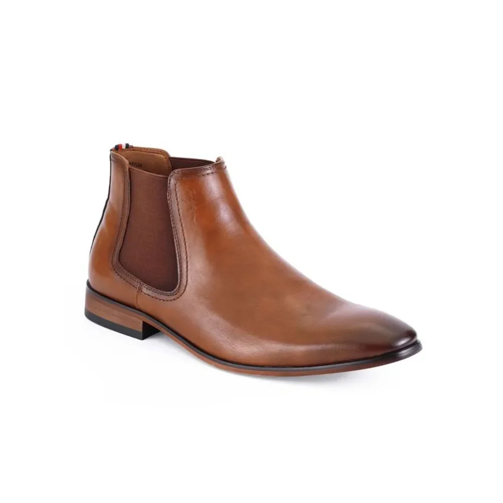 TOMMY HILFIGER Mens Brown Goring Comfort Syler Round Toe Dress Boots Shoes 7 M